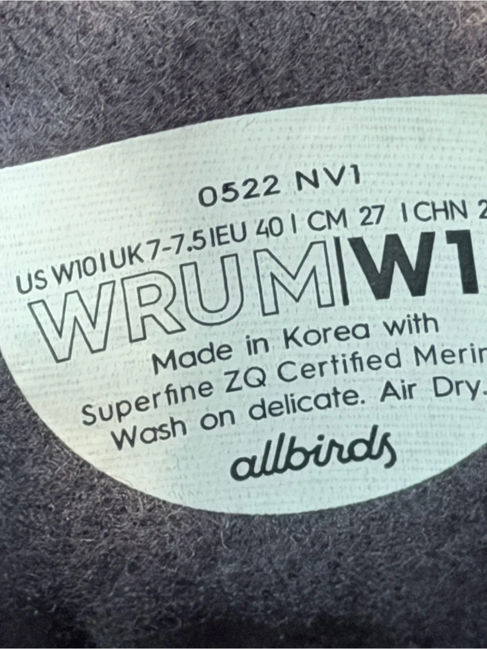 Allbirds Merino Wool Mid Runner Up Mizzle Womens WRUM Size 10 Sneakers